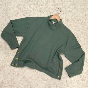 J. Crew Quilted Mock Neck Pullover in Sage Green